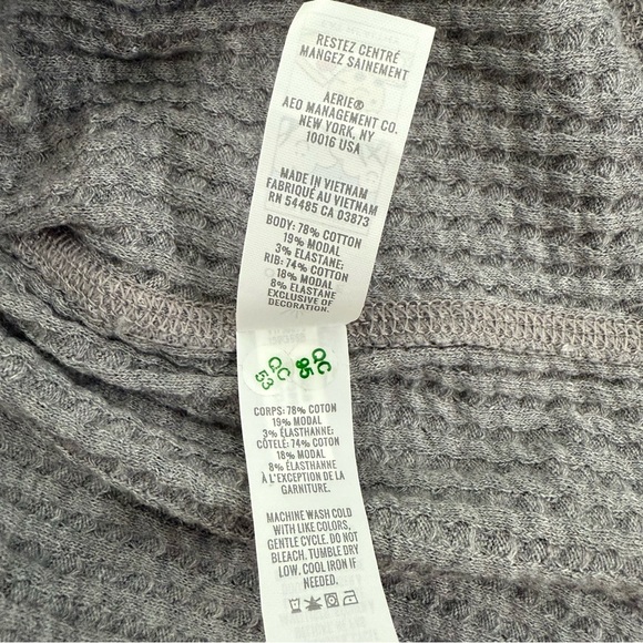Women’s OFFLINE By Aerie Wow! Waffle Knit Hoodie Pullover Lounge Top Size Small - Picture 13 of 16